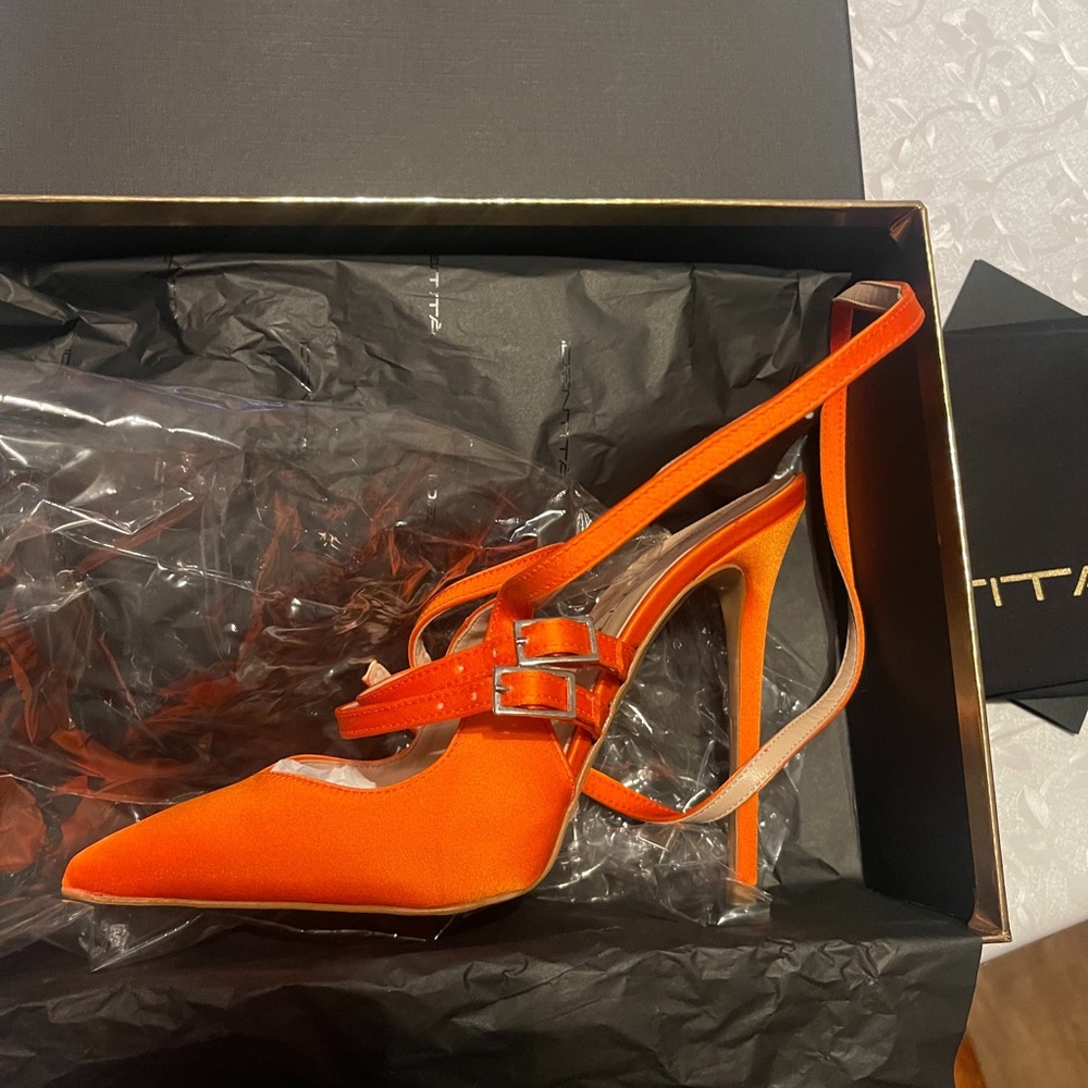 IDENTITA BRAND shoes from Italy. Never Worn. Color: CAROLINE SATIN ORANGE